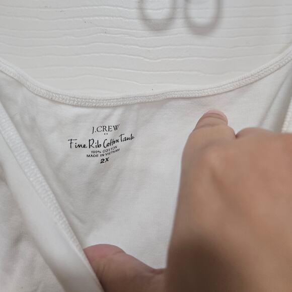J.Crew White Fine Rib Cotton Tank Size 2X Plus Basic Layering Top - Picture 5 of 5